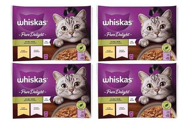 Whiskas Pouch Pure Delight Jöle İçinde Tavuklu ve Somonlu Yetişkin Kedi Konservesi 16x85 Gr - Image 1
