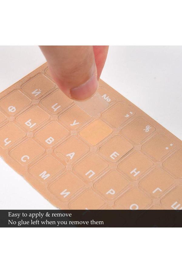 3M Rusça Şeffaf Klavye Etiketi Transparent Russian Keyboard Sticker - Image 1