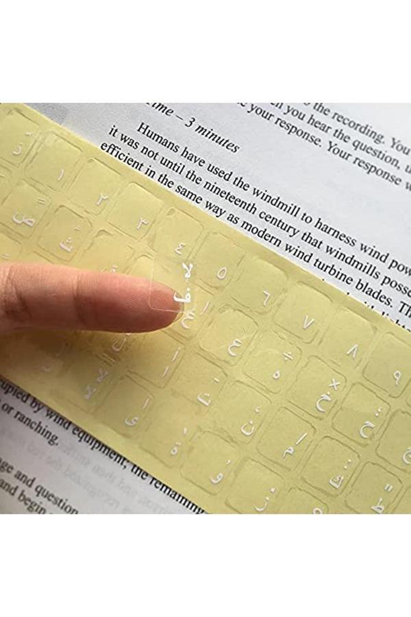 Oem Arapça Kye K Şeffaf Arka (Beyaz Harf) Keyboard Sticker Arabic Transparent (White Letters) - Image 1