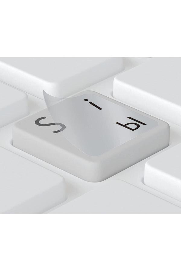 Oem Rusça Siyah Klavye Etiketi Şeffaf Arka - Russian Black Keyboard Sticker Transparent Back - Image 1