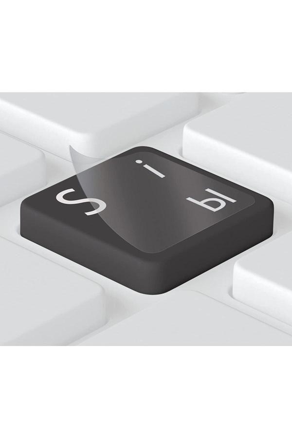 Oem Rusça Klavye Etiketi Şeffaf Arka Beyaz - Image 1