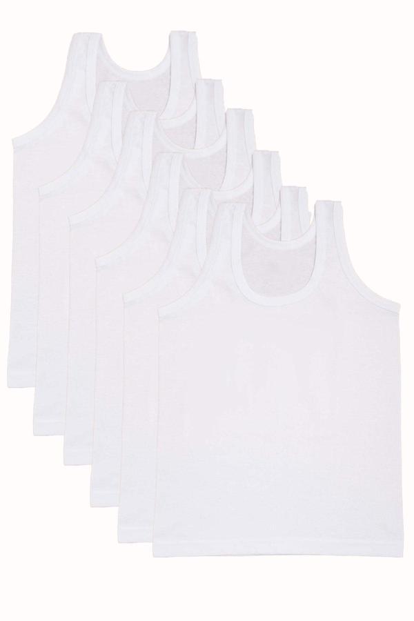 6lı Erkek Çocuk Klasik Askılı Pamuklu Penye Atlet Ekonomik Fanila - Image 1