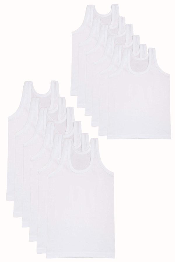 12lı Erkek Çocuk Klasik Askılı Pamuklu Penye Atlet Ekonomik Fanila - Image 1