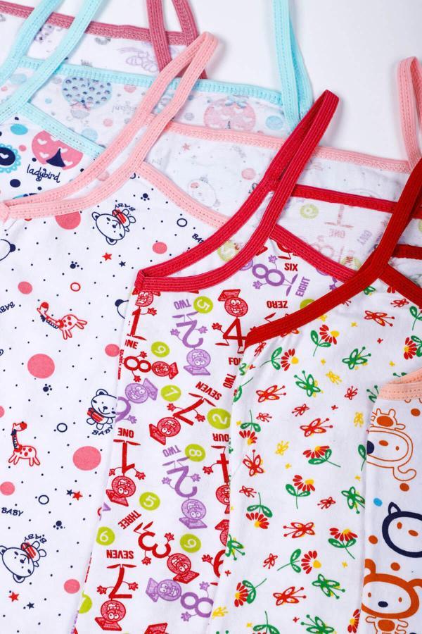 6lı Kız Çocuk İp Askılı Desenli Atlet Pamuklu Rengarenk Sdf - Image 1