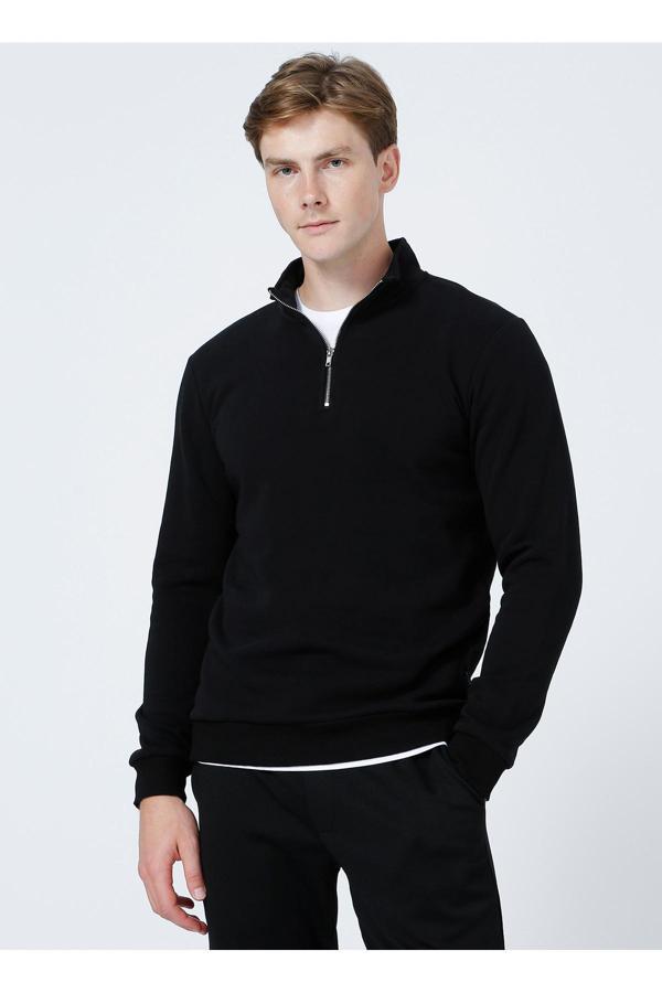 Only & Sons Ceres Half Zip Erkek Siyah Yarım Fermuar Sweatshirt 22019055-02 - Image 1