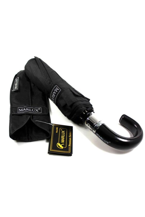 Silver Series Tam Otomatik Deri Baston Erkek Şemsiye - Image 1