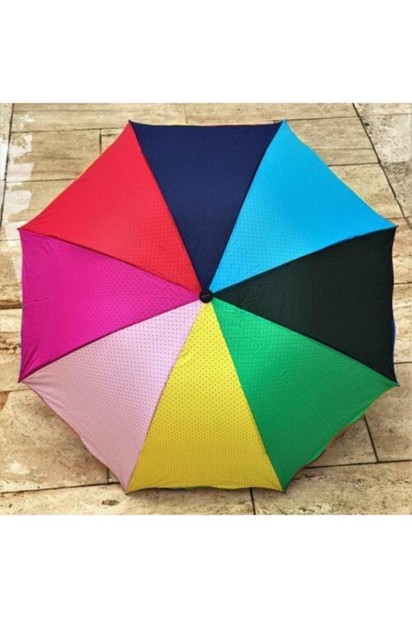 Gökkuşağı Siyah Puantiyeli Şemsiye - Image 1