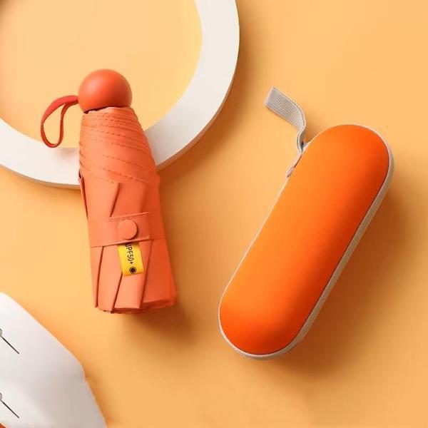 6 Telli Mini Cepboy Kapsullü Şemsiye -Turuncu - Image 1