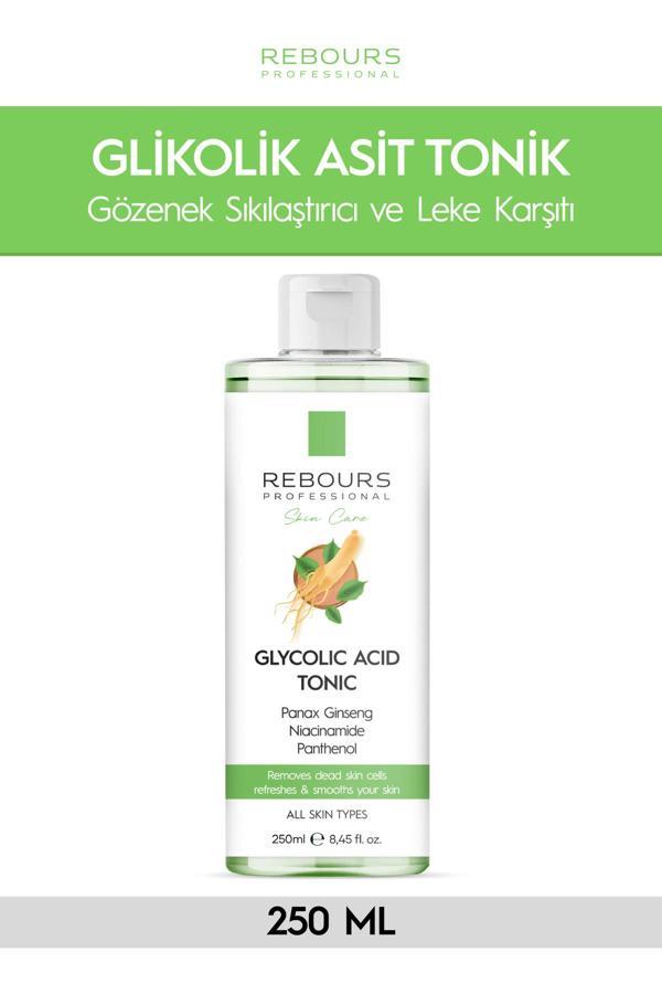 Rebours Professional Glycolic Asit Tonik 250 Ml – Niacinamide, Ginseng, Aloe Vera Ve Allantoin Cilt Yenileyici Tonik - Image 1