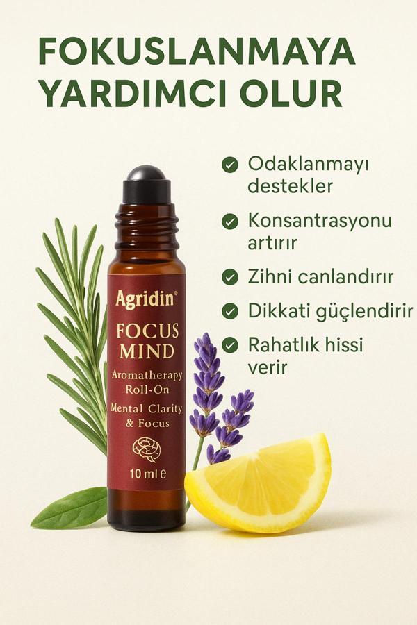 Agridin Focus Mind Roll-On 10 Ml – 100% Doğal Aromaterapi İle Zihin Açıklığı Ve Odaklanma Desteği - Image 1