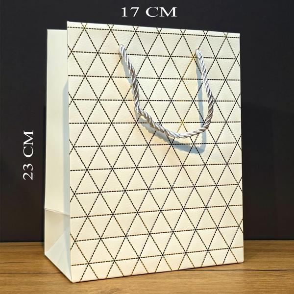 Beyaz Desenli Küçük Boy Hediye Çantası - Image 1