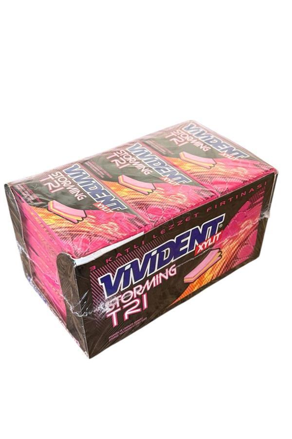 Vivident Storming Ahududu ve Limonata Aromalı Şekersiz Sakız 33 g x 18 Adet - Image 1