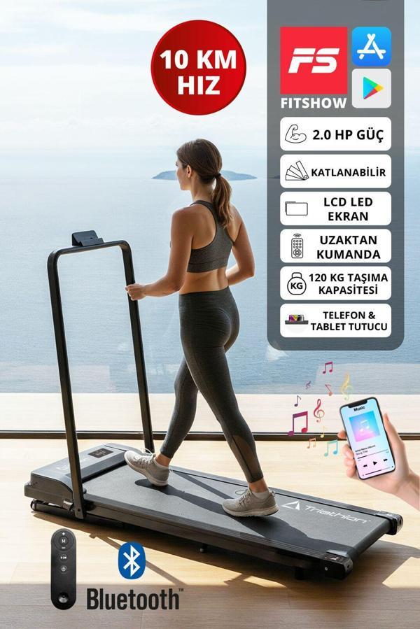 T-220 Katlanabilir Yürüyüş ve Koşu Bandı / Bluetooth ve Hoparlör/2HP Motor/10 KM/ Uzaktan Kum - Image 1