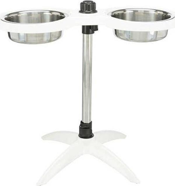 Trixie Köpek Melamin ve Çelik Ayaklı Mama ve Su Kabı 2x1.6 Lt Beyaz - Image 1
