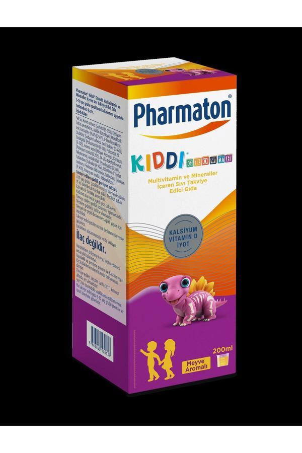 Pharmaton Kiddi Growth Kalsiyum Vitamin D İyot İçeren Takviye Edici Gıda Meyve Aromalı Şurup 200 ml - Image 1