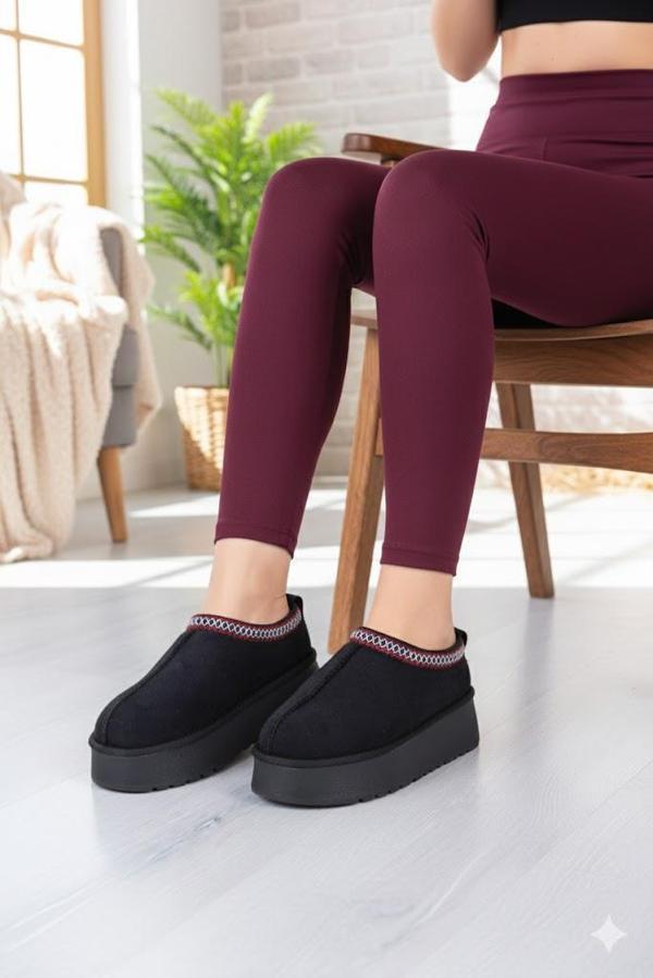 Fort 1191 İçi Kürklü Kalın Taban Önü Kapalı Kışlık Kadın Terlik - Image 1