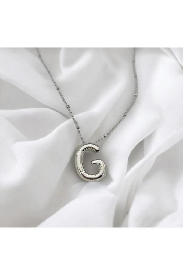Çelik G Harfli Balon Kolye Paslanmaz Çelik - Image 1