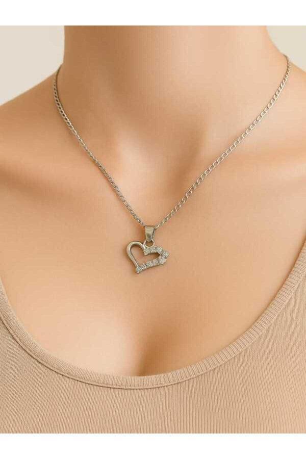 Rodos Ticaret 925 Ayar Gümüş Kalp Figürlü Taşlı Kolye Ucu - Image 1