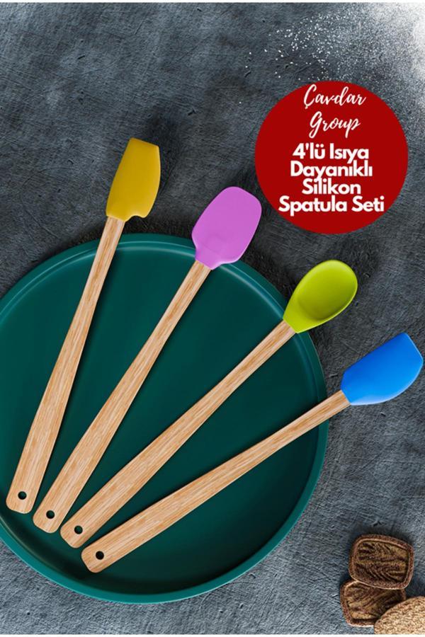 Çavdar Group 4'Lü Isıya Dayanıklı Silikon Spatula Seti Silikon Mutfak Seti Renkli Kaşık Spatula Seti - Image 1