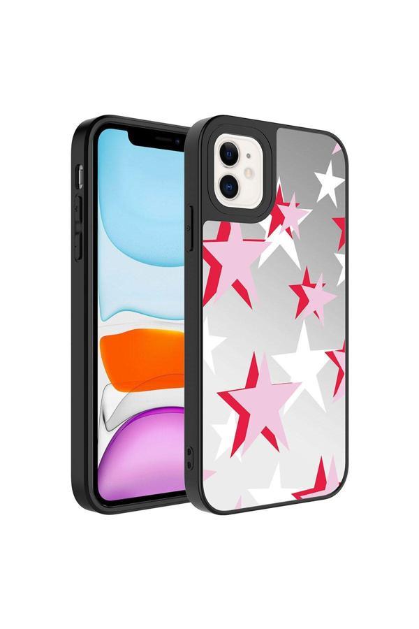Zore İphone 11 Uyumlu Aynalı Desenli Kamera Korumalı Parlak Mirror Kılıf-Yıldız - Image 1