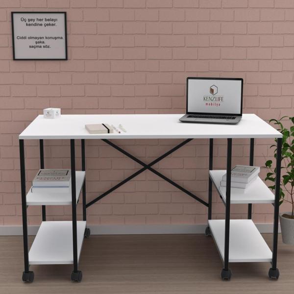 Kenzlife ofis masası sumiko 075*150*60 byzsyh tekerlekli bilgisayar çalışma büro - Image 1