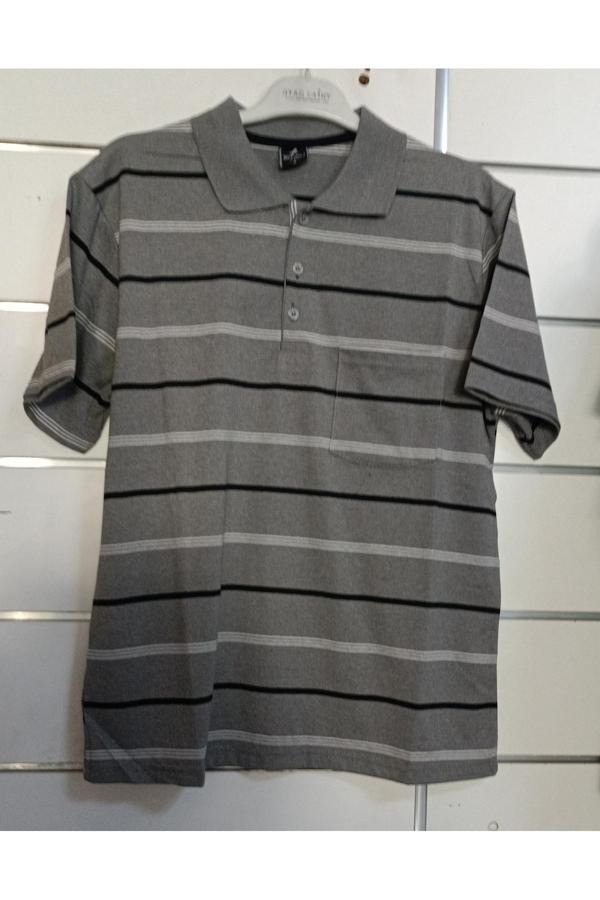 Çetinkaya Çizgili Yakalı Baba Tshirt - Image 1