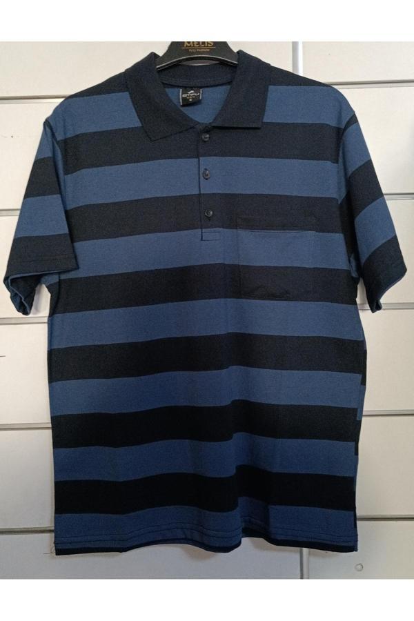 Çetinkaya Çizgili Yakalı Baba Tshirt - Image 1