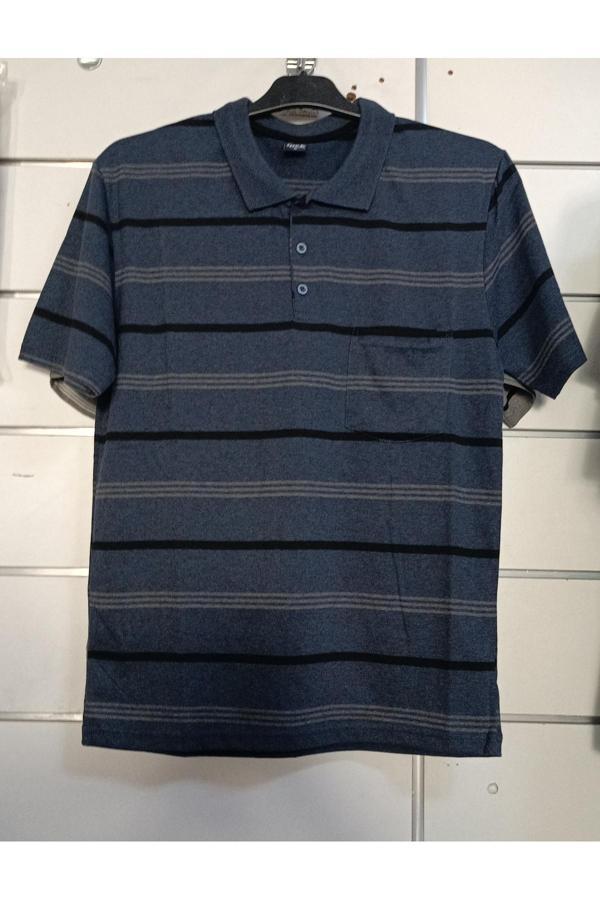 Çetinkaya Çizgili Yakalı Baba Tshirt - Image 1