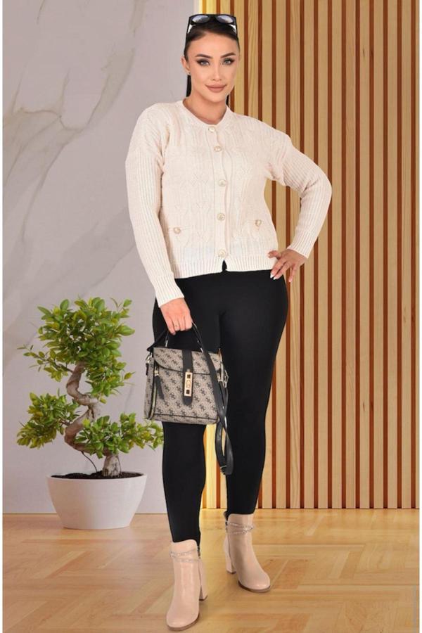 Çetinkaya Düğme Detaylı Örgü Hırka - Image 1