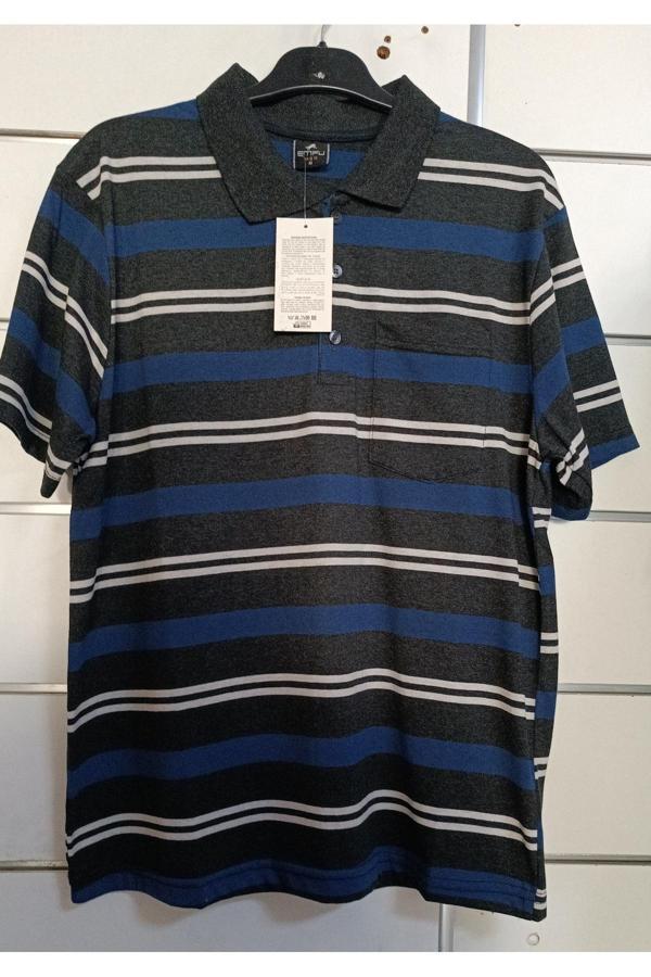 Çetinkaya Çizgili Yakalı Baba Tshirt - Image 1