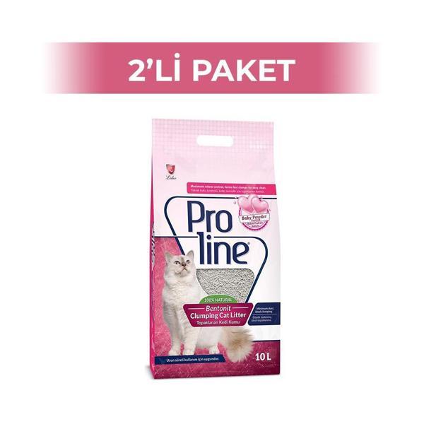 Proline Pudralı Topaklanan İnce Taneli Bentonit Kedi Kumu 10 lt 2 Adet - Image 1