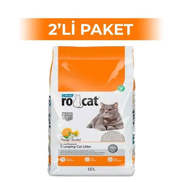 RoCat Portakal Kokulu Bentonit Kedi Kumu 10 lt 2 Adet - Image 1