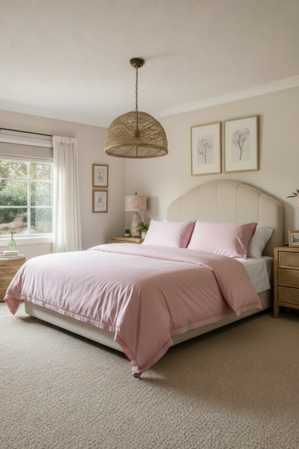 Düz Pudra Tek Kişilik Ranforce Nevresim Seti %100 Pamuk (Nevresim+Yastık Kılıfı) - Image 1