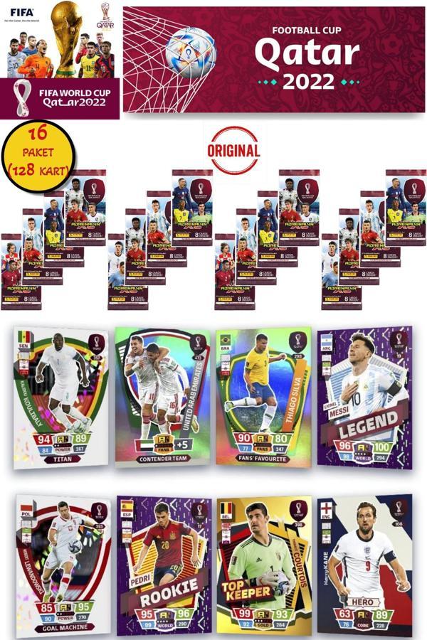 Dünya Kupası Panini FIFA 2022 Adrenalyn XL Qatar World Cup Trading Kartı (16 Paket 128 Kart) - Image 1
