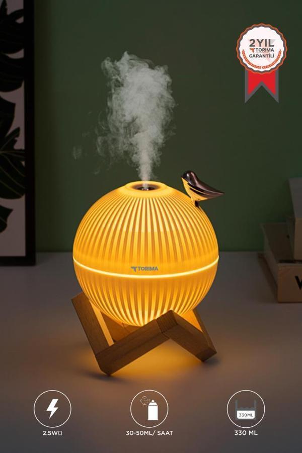 Torima H13 Beyaz Minimalist Kuş Figürlü Ahşap Standlı Gece Lambalı Dekoratif Hava Nemlendiricisi - Image 1