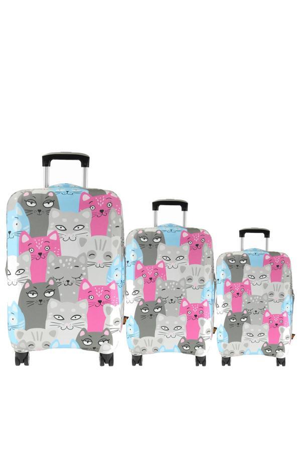 (My#139 KEDİ 2) VALİZLER İÇİN KILIF SETİ (KABİN ORTA VE BÜYÜK) - Image 1