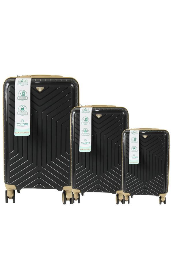 Metropolitan SDR 103 PP Valiz Seti - Büyük + Orta + Kabin Boy - Siyah / Şampanya - Image 1