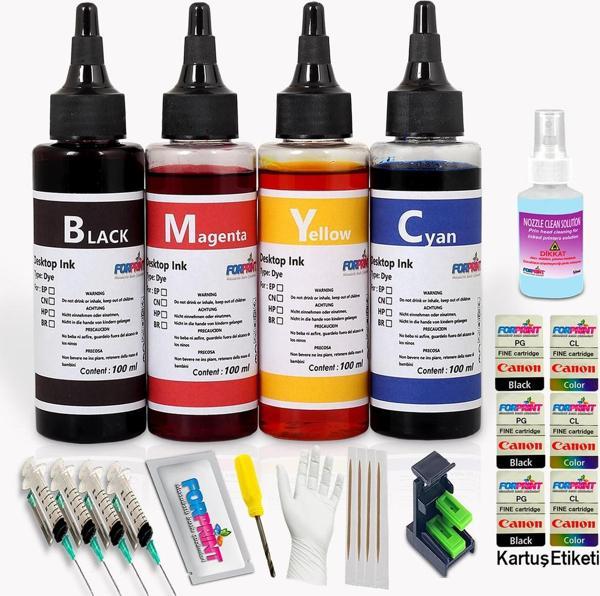 Forprint Canon Pıxma E3440 Yazıcı Uyumlu Dolum Seti 4X100Ml - Image 1