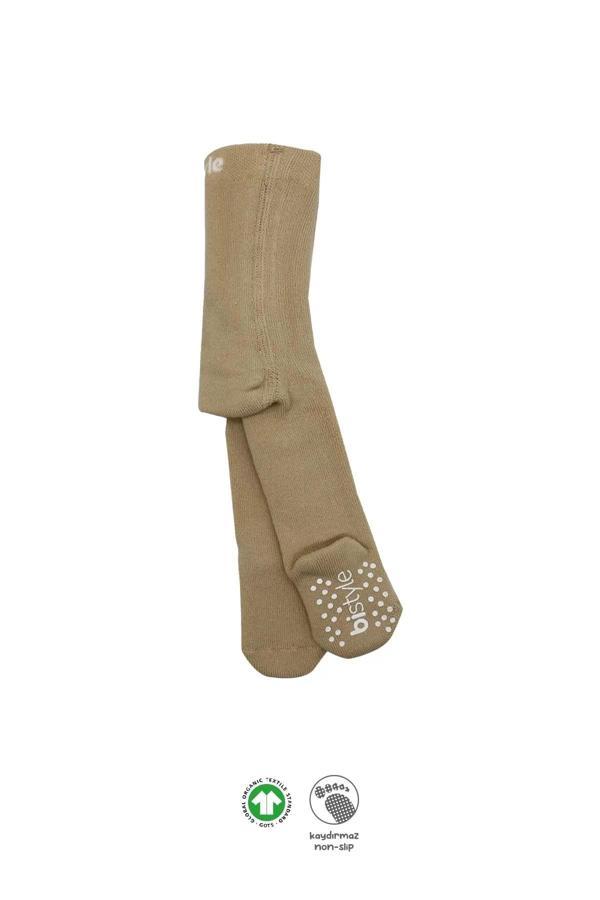 Tekli Kaymaz Mix Havlu Külotlu Çorap 50501 Bej - Image 1
