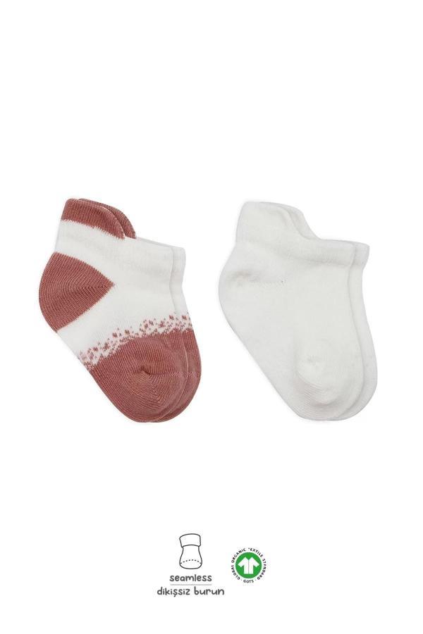 2'li Penye Sneakers Çorap Bs20105 Ekru Pudra - Image 1