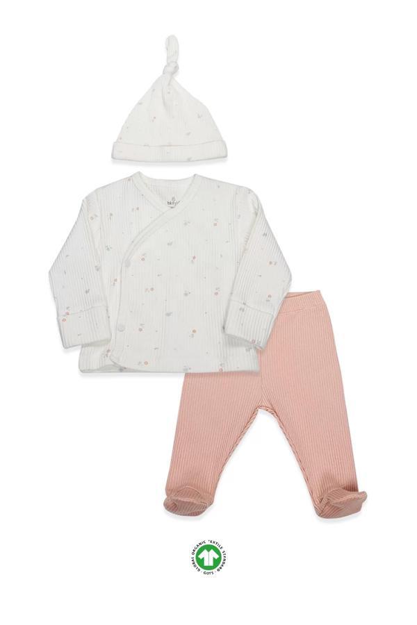 Baby Bloom White 3'lü Zıbın Takım 13112 Ekru Gül Kurusu - Image 1