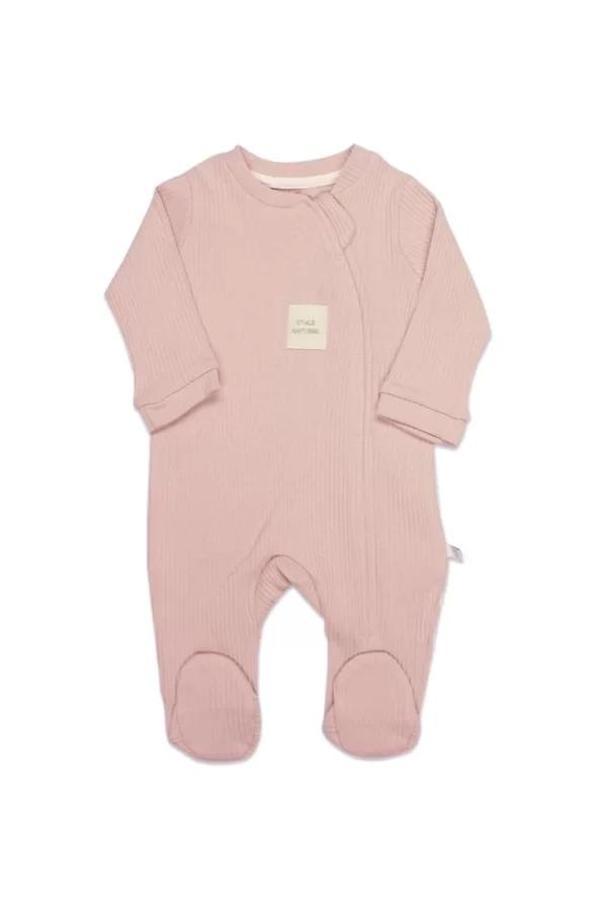 Baby Style Natural Fermuarlı Bebe Tulum 15115 Pembe - Image 1