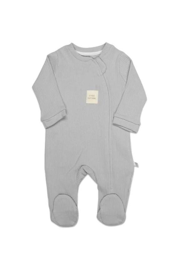 Baby Style Natural Fermuarlı Bebe Tulum 15115 Gri - Image 1