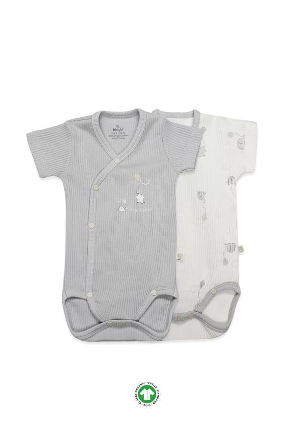 Flying Elephant 2'li Yarım Kol Badi 17117 Ekru Gri - Image 1