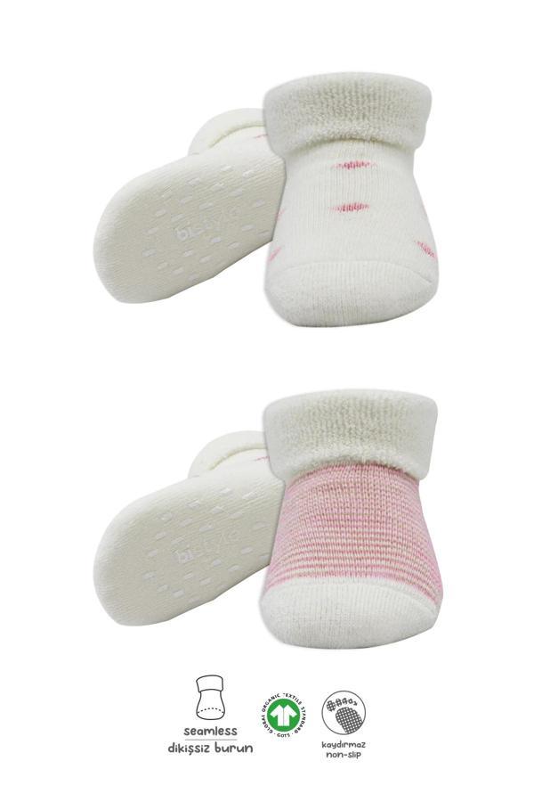 Bistyle 2'li Havlu Soket Kaymaz Çorap 10504 Ekru Pudra - Image 1