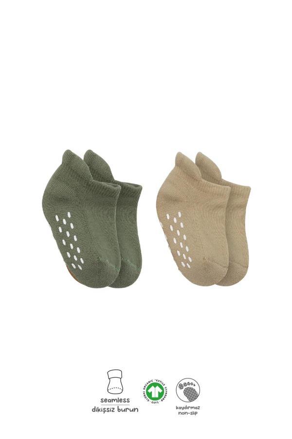 Bistyle 2'li Altı Havlu Sneakers Kaymaz Çorap 20501 Nil Bej - Image 1
