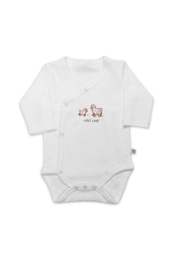 Baby Curly Lamb Uzun Kol Kravuze Body 17111 Bej Mavi Ekru - Image 1