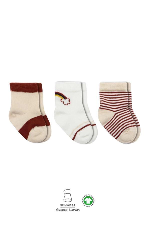 3'lü Penye Rainbow Soket Çorap Bs10113 Kiremit - Image 1