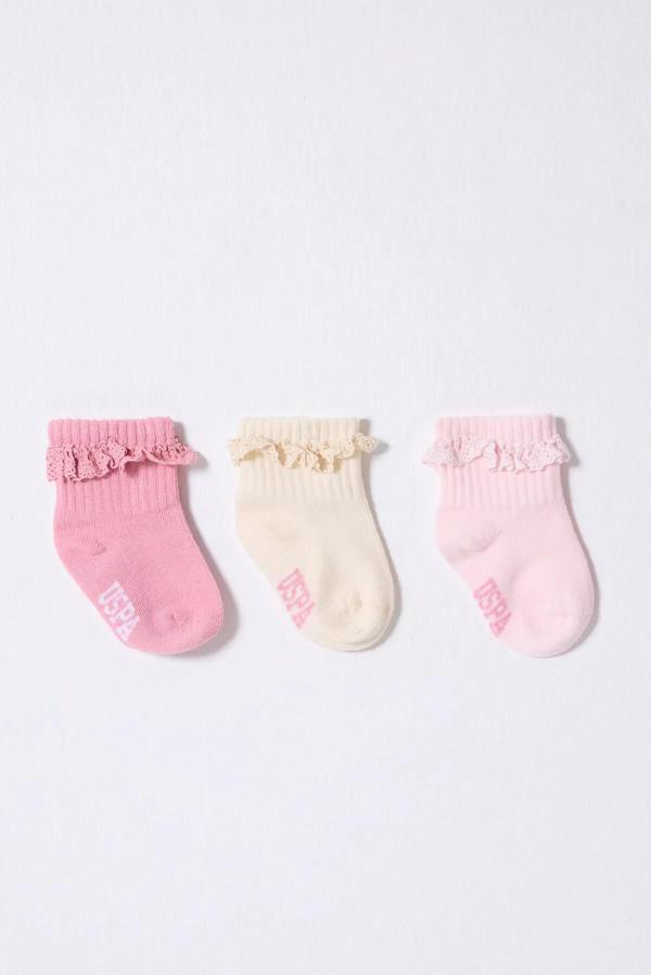 U.s.polo Kız Bebek Çorap Usb2208 Pudra Ekru Somon - Image 1