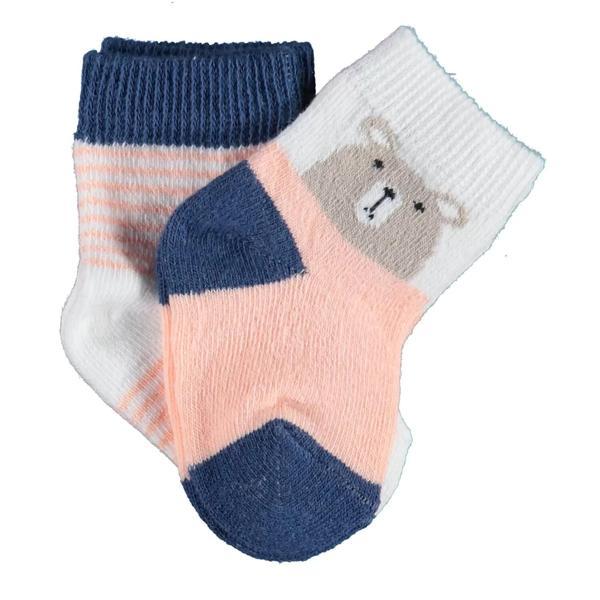 Hello Teddy Bear 2'li Kız Çorap Ekru Somon - Image 1